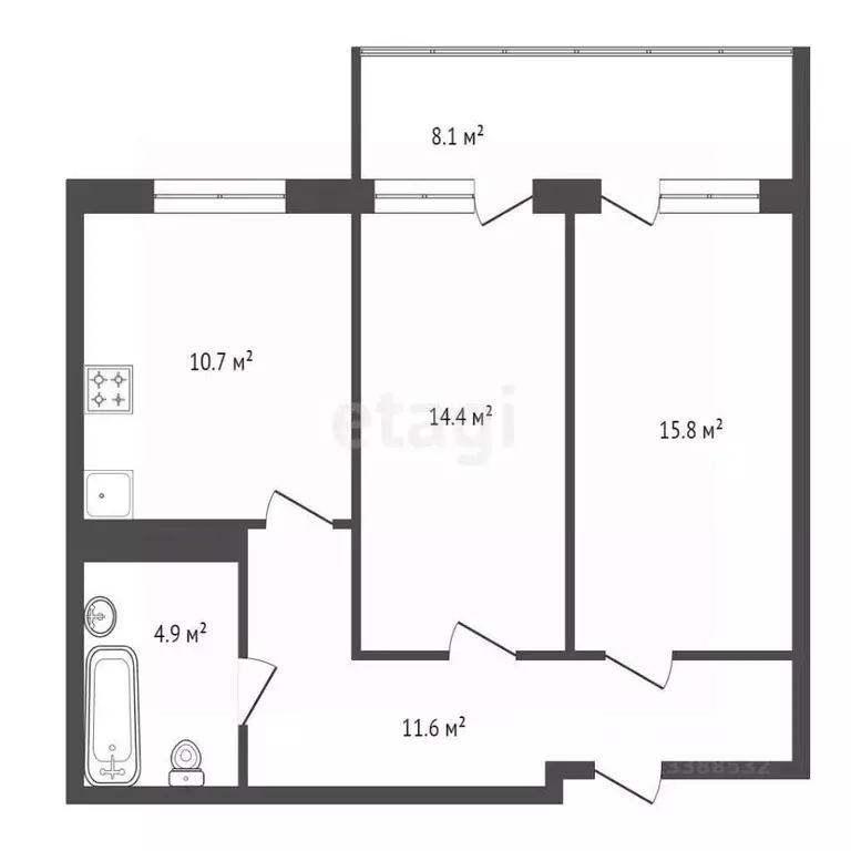2-к кв. Красноярский край, Красноярск Норильская ул., 3Ж (57.3 м) - Фото 2