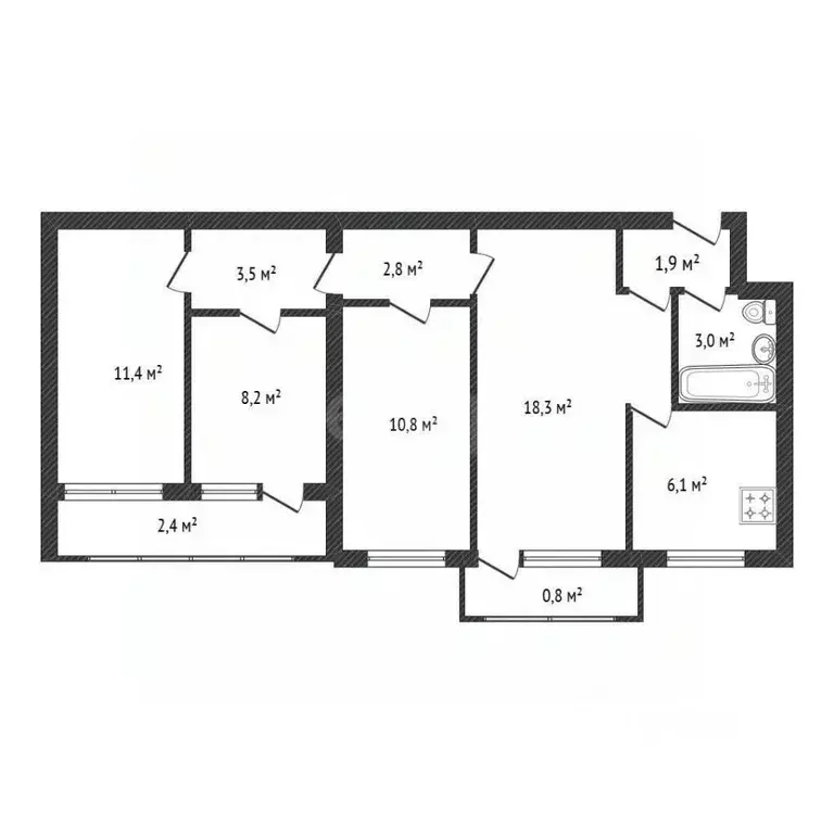 4-к кв. Брянская область, Новозыбков Советская ул., 4 (66.0 м) - Фото 2