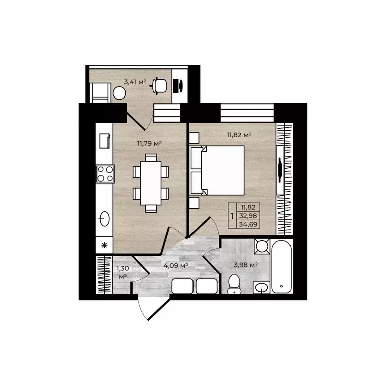 1-к кв. Ярославская область, Ярославль 2-й мкр,  (36.39 м) - Фото 1