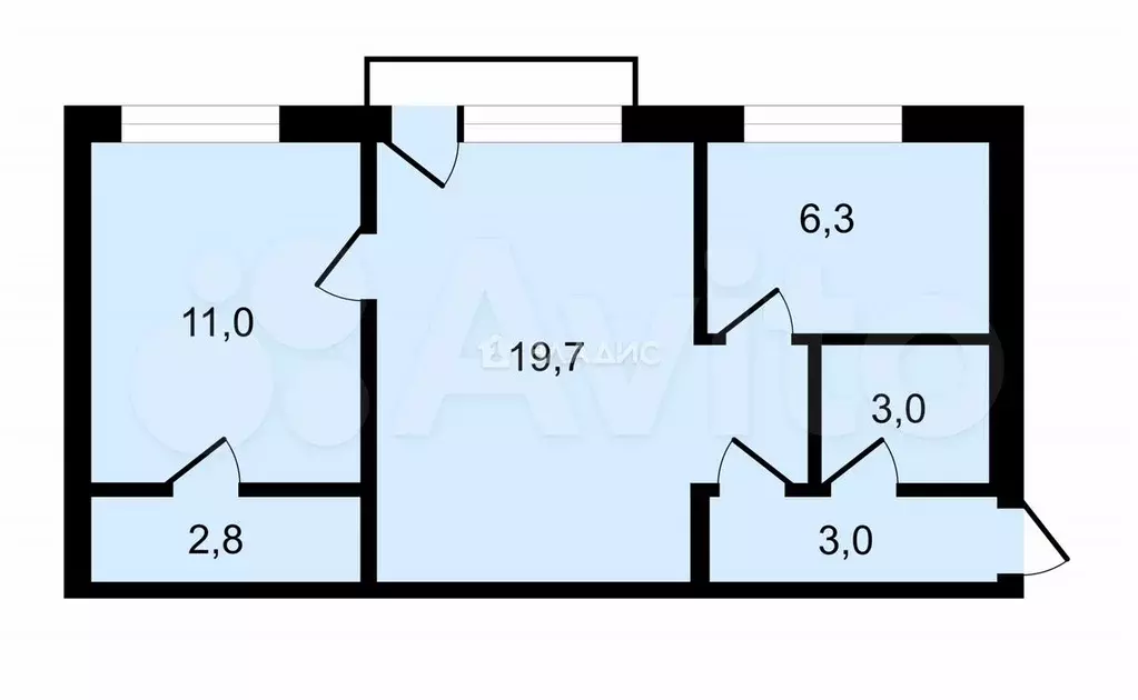 2-к. квартира, 46,1 м, 5/5 эт. - Фото 0