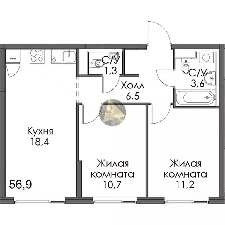 2-комнатная квартира: Санкт-Петербург, Лиговский проспект, 242 (56.9 ... - Фото 1