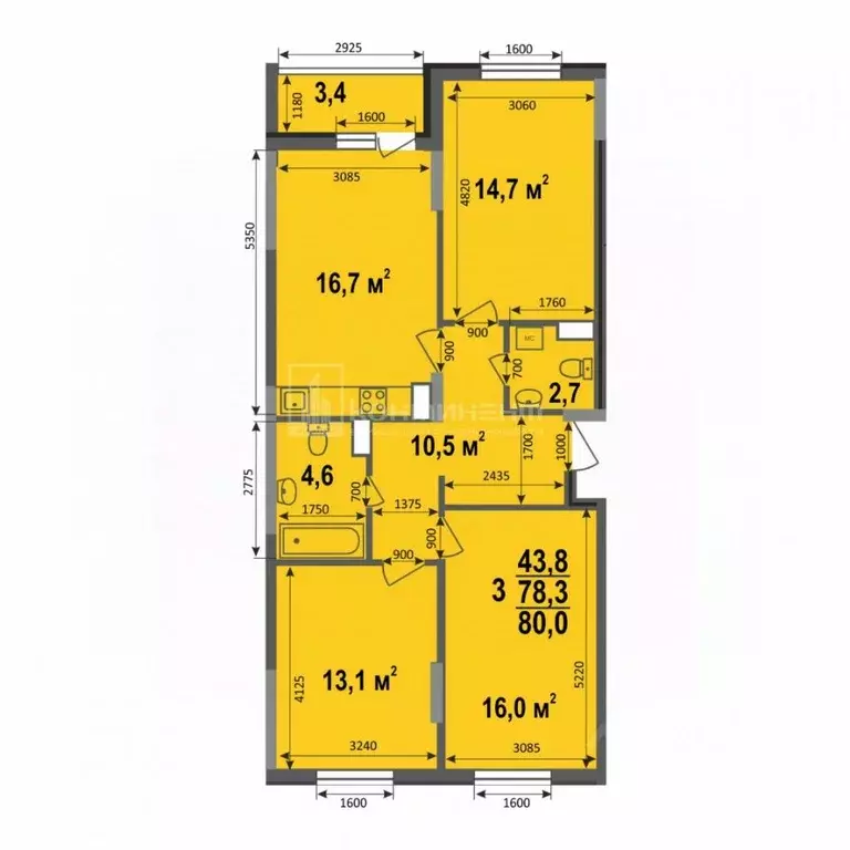 3-к кв. Владимирская область, Владимир ул. Смоленская, 3А (80.0 м) - Фото 2