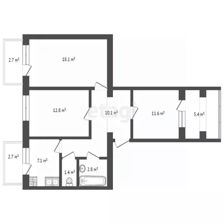 3-к кв. Севастополь ул. Генерала Жидилова, 11 (66.5 м) - Фото 1