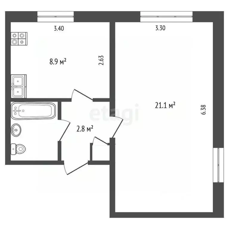 1-к кв. Вологодская область, Вологда ул. Панкратова, 46 (36.5 м) - Фото 2