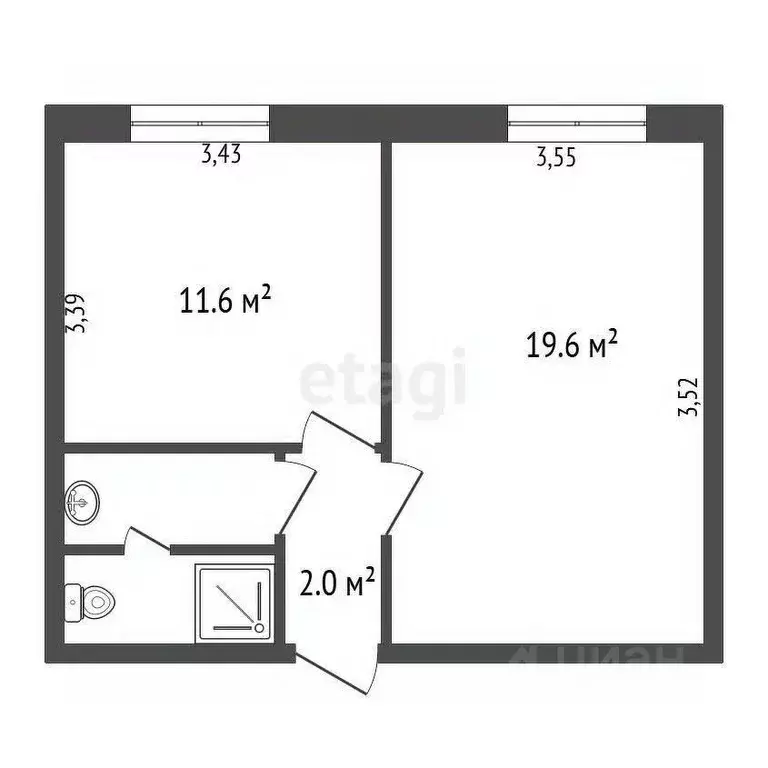 2-к кв. Калужская область, Обнинск ул. Курчатова, 27 (38.2 м) - Фото 2