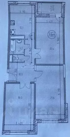 3-к кв. Московская область, Раменское Северное ш., 50 (87.4 м) - Фото 2