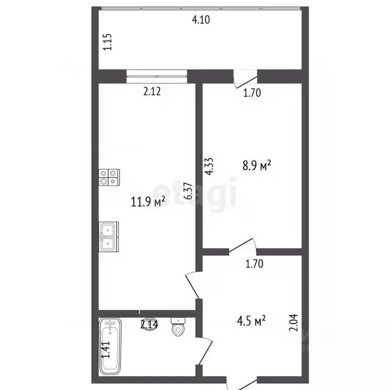 1-к кв. Ростовская область, Аксайский район, Щепкинское с/пос, пос. ... - Фото 2