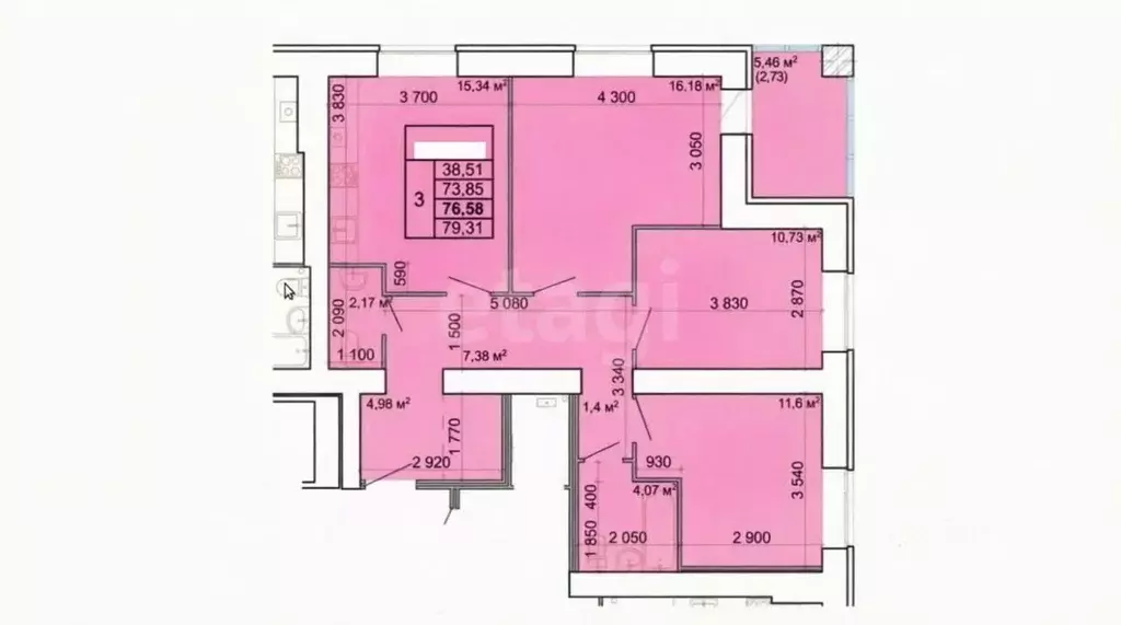 3-к кв. Костромская область, Кострома Кинешемское ш., 34 (75.3 м) - Фото 2