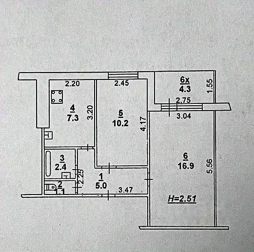 2-к кв. Ростовская область, Ростов-на-Дону ул. Нансена, 437 (45.1 м) - Фото 1
