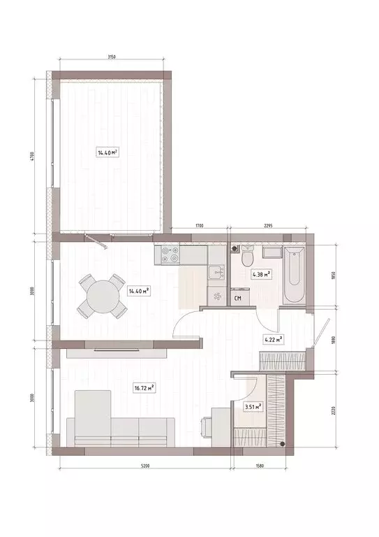 2-комнатная квартира: Кемерово, улица Терешковой, 39А (51.6 м) - Фото 2