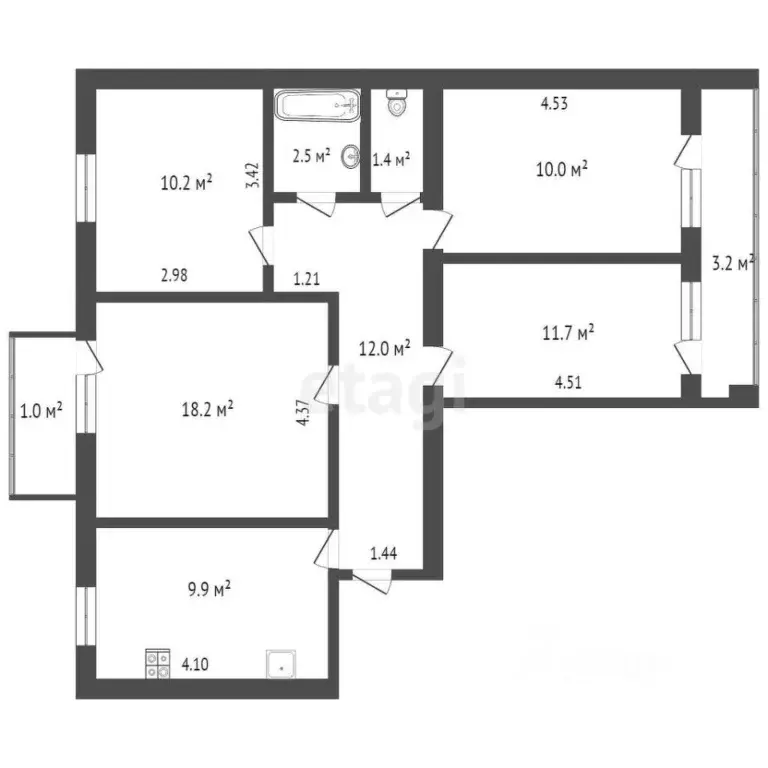 4-к кв. Крым, Саки ул. Курортная (80.3 м) - Фото 2