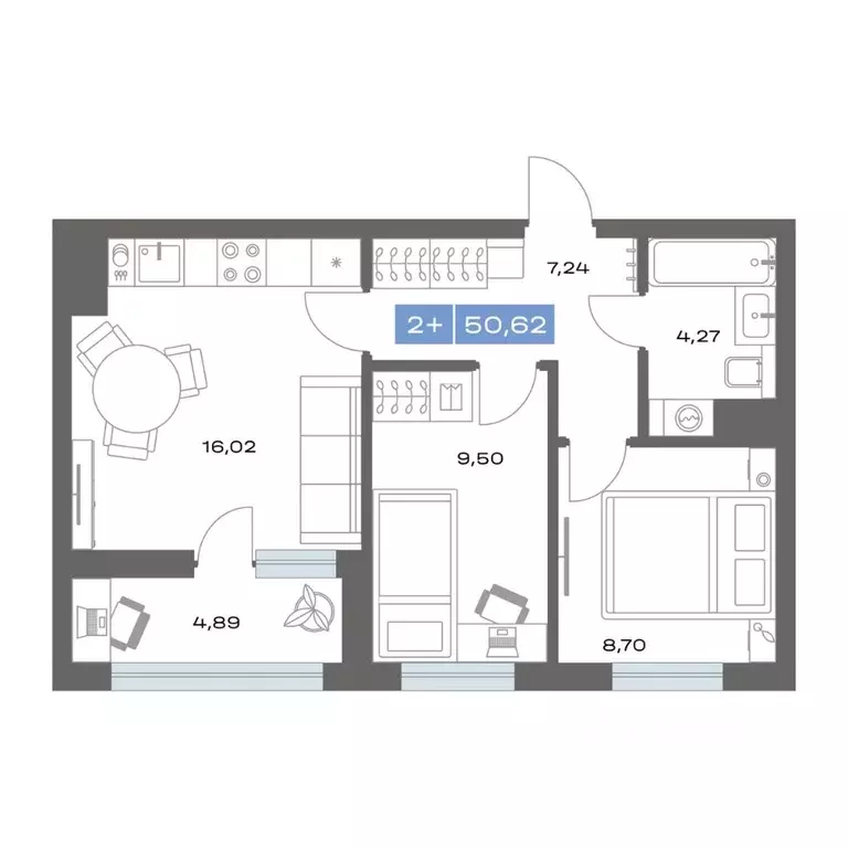 2-к кв. Тюменская область, Тобольск пер. Радищева, 17 (50.62 м) - Фото 1