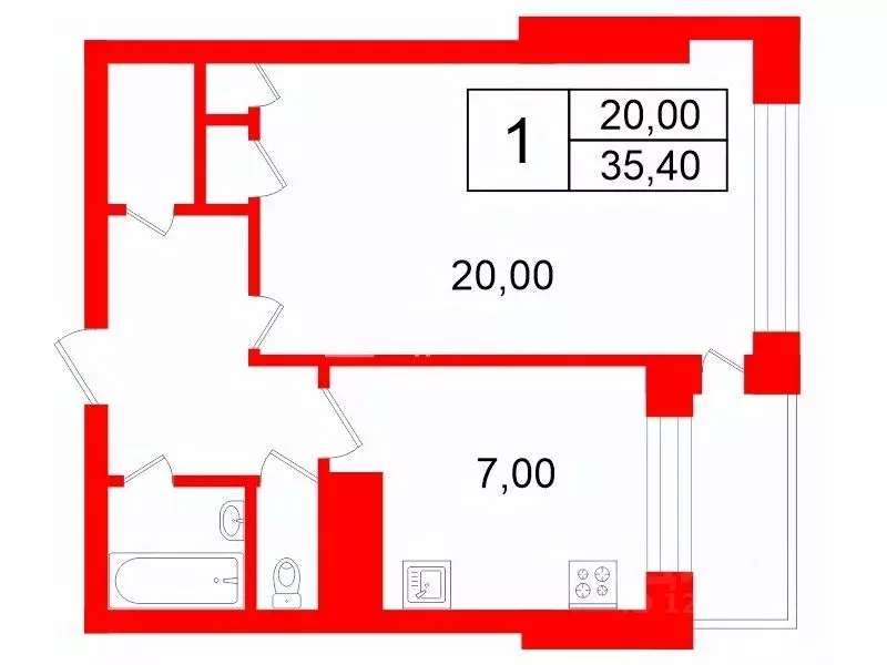 1-к кв. Санкт-Петербург Наличная ул., 36К3 (35.4 м) - Фото 2