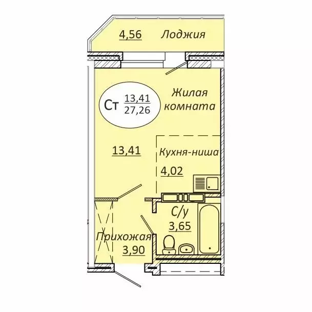 1-комнатная квартира: новосибирск, коммунстроевская улица, 146 (27.26 . - Фото 0