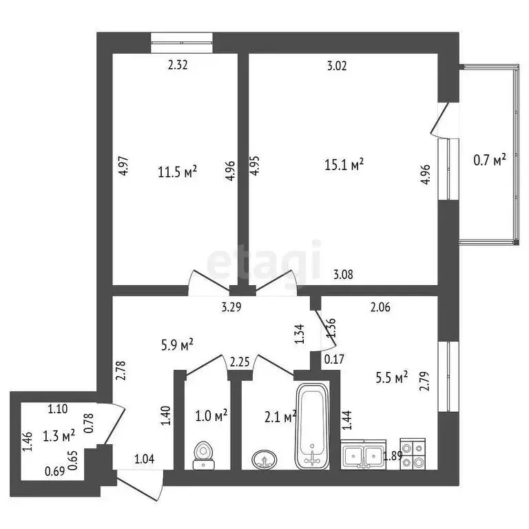 2-комнатная квартира: Тамбов, Советская улица, 2 (43.1 м) - Фото 0