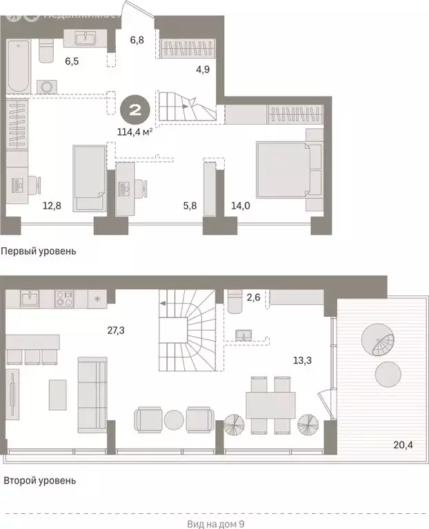 2-комнатная квартира: Тюмень, Причальная улица, 7 (114.35 м) - Фото 2