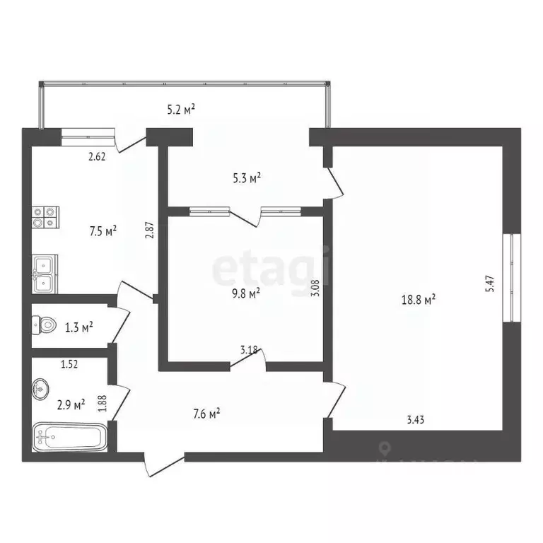 2-к кв. Крым, Сакский район, с. Уютное ул. Солнечная, 1 (47.9 м) - Фото 2