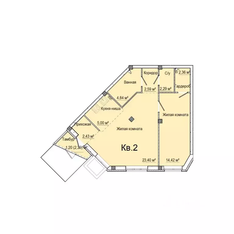2-к кв. Свердловская область, Заречный Солнечный кп,  (58.53 м) - Фото 0