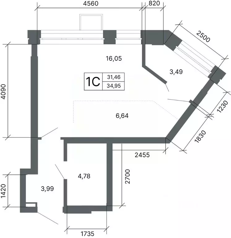 Студия Свердловская область, Екатеринбург ул. Мира, 47/6 (34.6 м) - Фото 1