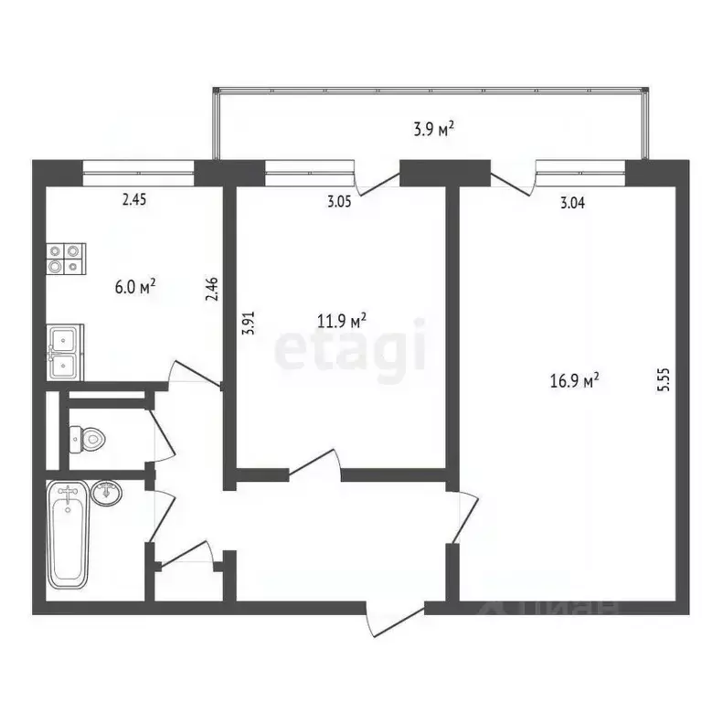 2-к кв. Псковская область, Печоры Индустриальная ул., 9 (46.7 м) - Фото 2