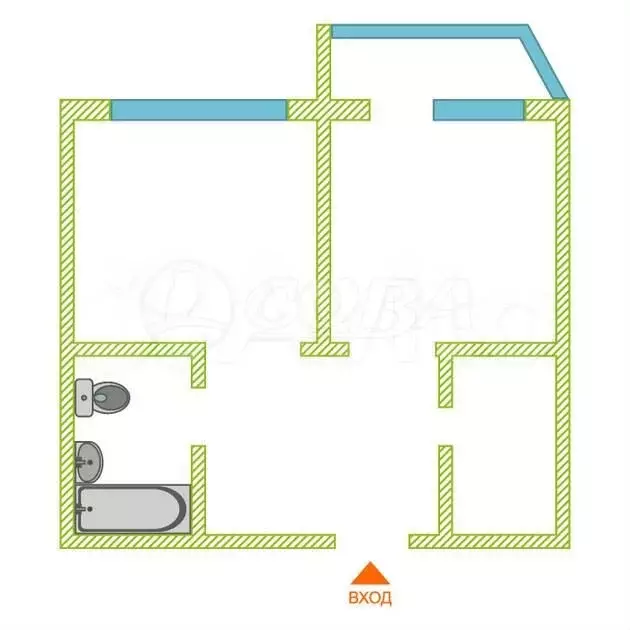 1-к. квартира, 42 м, 7/9 эт. - Фото 1