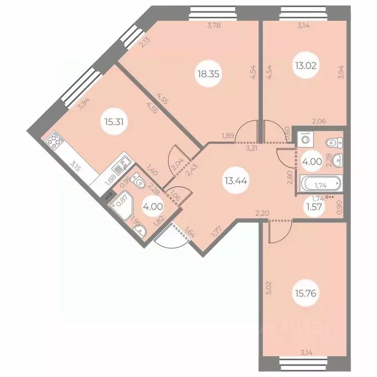 3-к кв. Санкт-Петербург ул. Маршала Захарова, 10 (85.45 м) - Фото 0