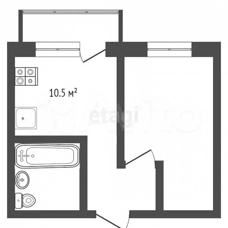 1-к. квартира, 37,5 м, 4/10 эт. - Фото 0