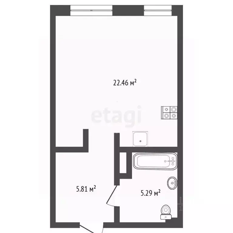 Студия Тюменская область, Тюмень ул. Краснооктябрьская, 8 (33.1 м) - Фото 2