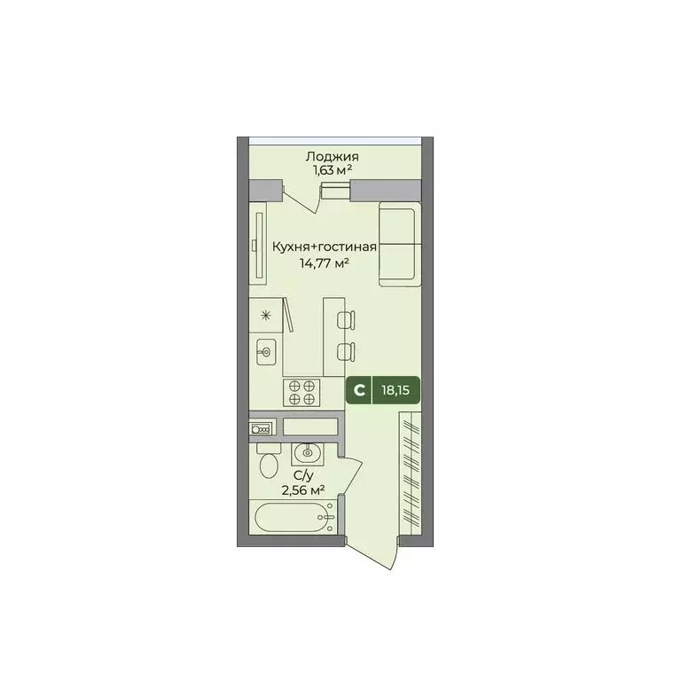 Квартира-студия: Краснодар, улица Шевцова, 6 (18.15 м) - Фото 0