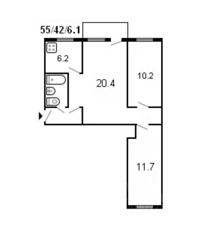 3-к кв. Самарская область, Сызрань ул. Жуковского, 23 (54.3 м) - Фото 1