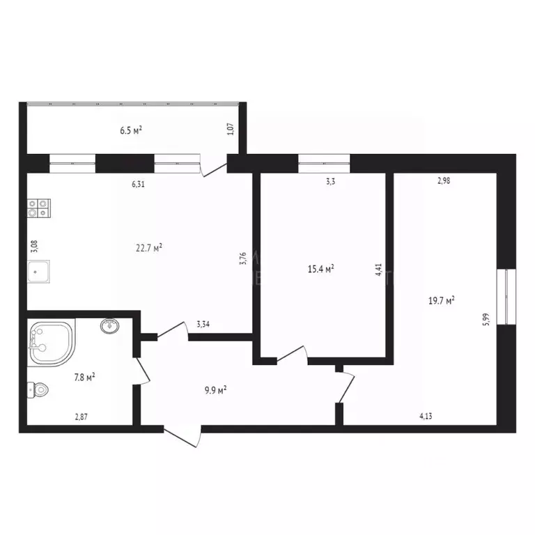 2-к кв. Тюменская область, Тюмень ул. Революции, 228к4 (74.0 м) - Фото 2