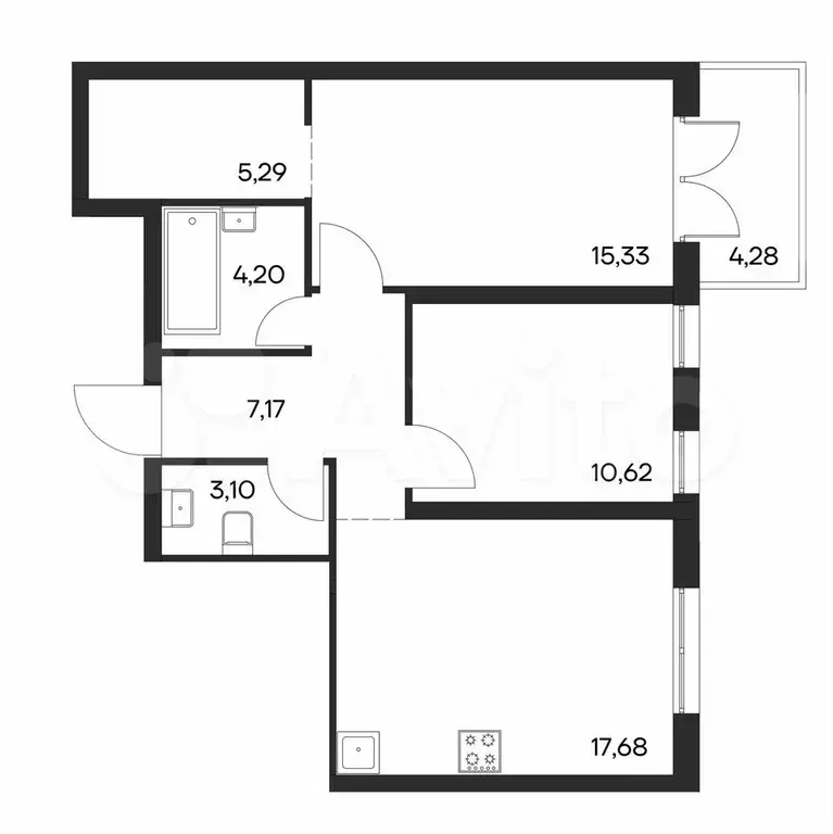 2-к. квартира, 67,7 м, 1/4 эт. - Фото 1
