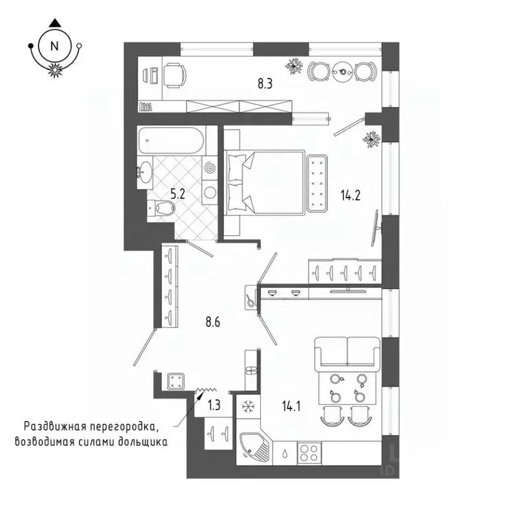 1-к кв. Санкт-Петербург бул. Измайловский, 9 (47.5 м) - Фото 0