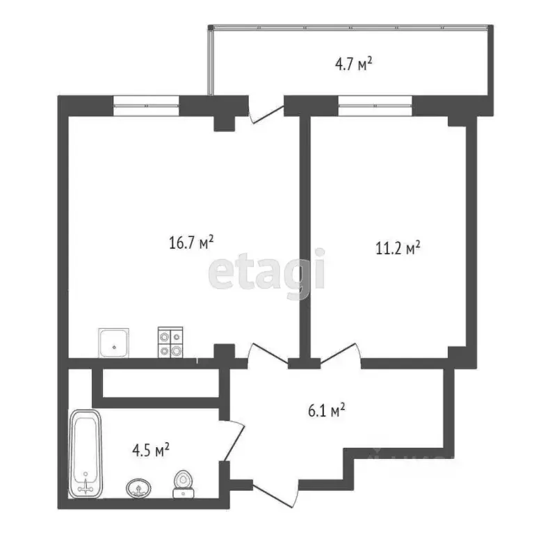 1-к кв. Тюменская область, Тюмень ул. Николая Никитина, 6 (38.4 м) - Фото 2