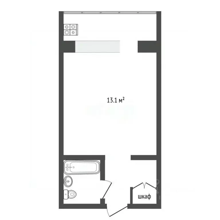 Студия Тюменская область, Тюмень ул. Газовиков, 18 (13.1 м) - Фото 2