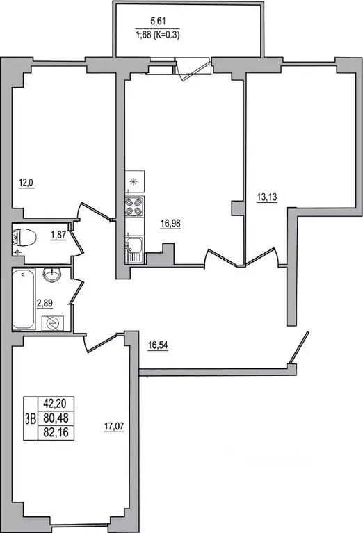 3-к кв. Псковская область, Псков ул. Юности, 32 (82.16 м) - Фото 0