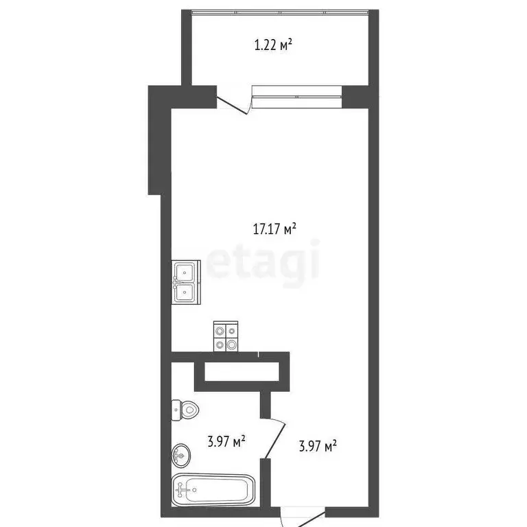 Квартира-студия: Тюмень, Одесская улица, 7к1 (26.33 м) - Фото 0