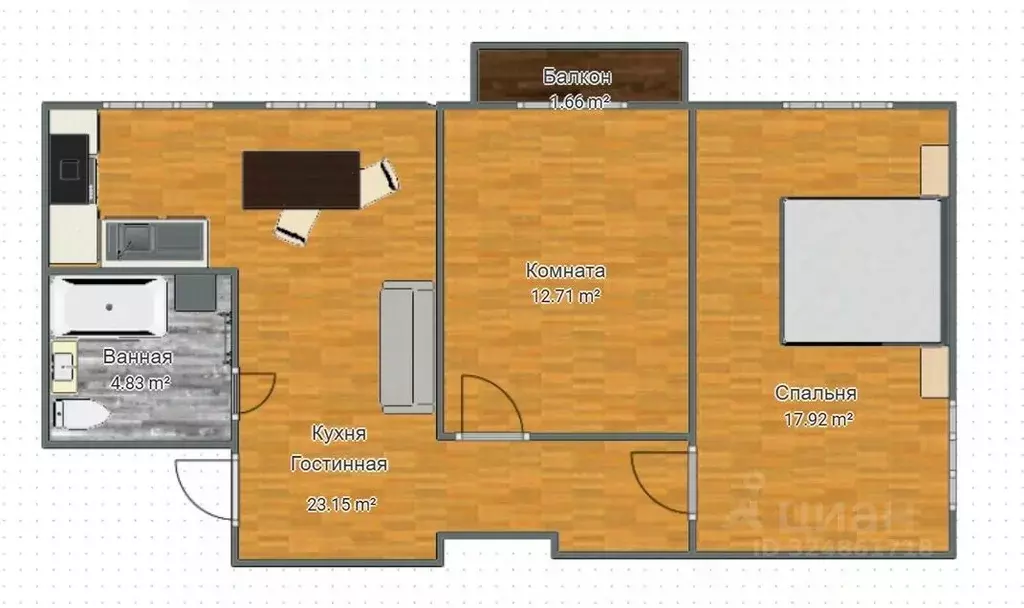 3-к кв. Калужская область, Калуга ул. Суворова, 158 (60.0 м) - Фото 2