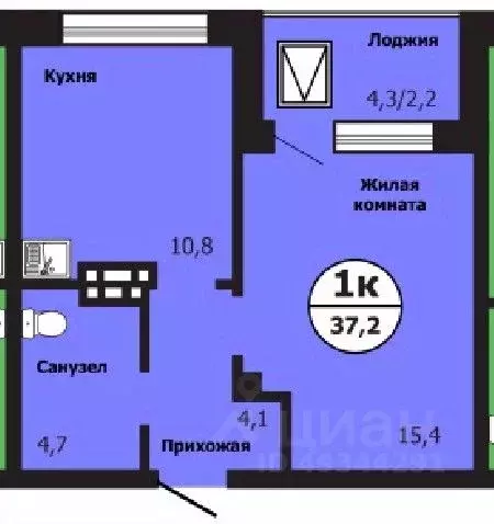 1-к кв. Красноярский край, Красноярск ул. Лесников, 51Б (37.4 м) - Фото 0