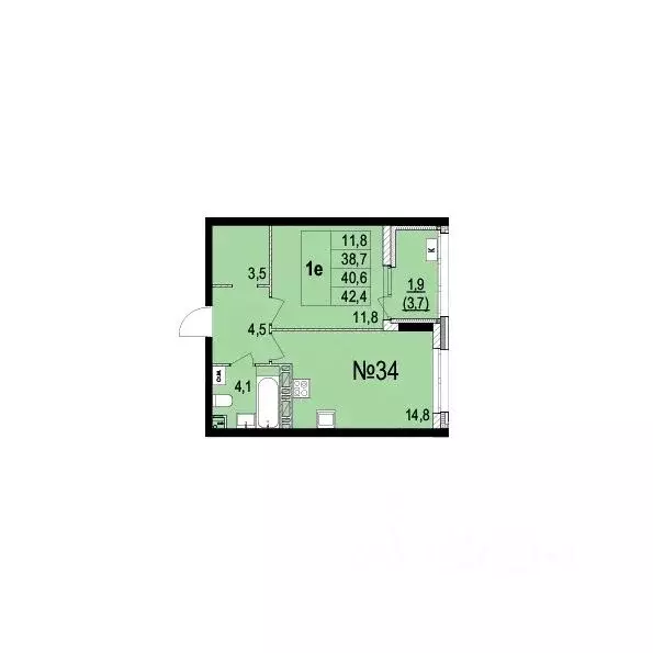 1-к кв. Ярославская область, Ярославль ул. Лисицына, 6В (40.6 м) - Фото 1