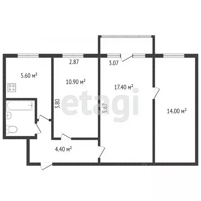 3-к кв. Тюменская область, Тюмень Фабричная ул., 17 (57.1 м) - Фото 1