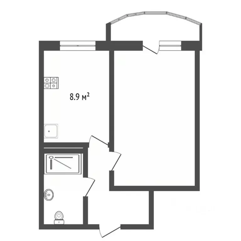 1-к кв. Тюменская область, Тюмень ул. Героев Космоса, 19 (34.8 м) - Фото 2