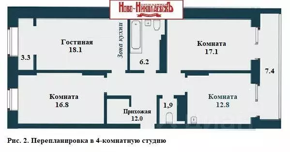 Квартира, 3 комнаты, 95 м - Фото 1