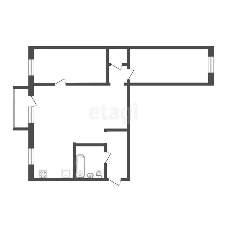 3-комнатная квартира: Тюмень, улица Луначарского, 57 (55.6 м) - Фото 0