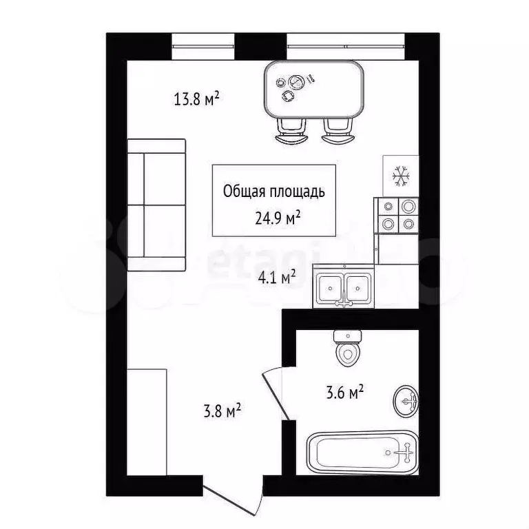 Квартира-студия, 25 м, 2/16 эт. - Фото 0