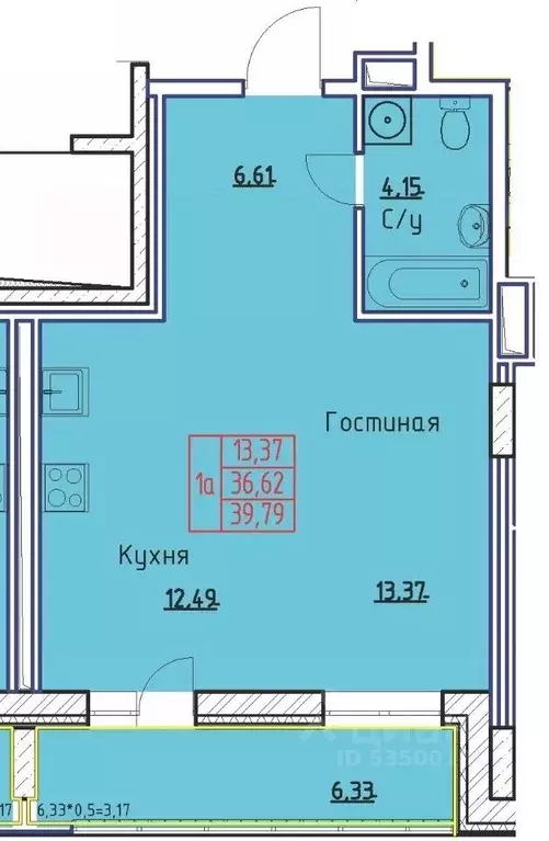 1-к кв. Саха (Якутия), Якутск ул. Федора Попова, 4 (39.79 м) - Фото 0