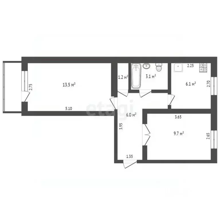 2-к кв. Ростовская область, Батайск Коммунистическая ул., 205 (35.2 м) - Фото 0