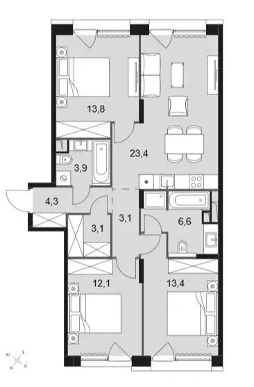 3-комнатная квартира: Москва, Снежная улица, 22с3 (84.5 м) - Фото 1