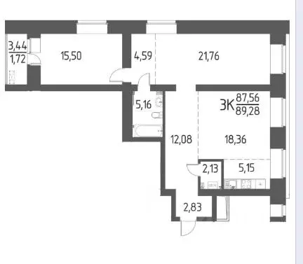 3-к кв. Томская область, Томский район, д. Кисловка, Левобережный мкр ... - Фото 1