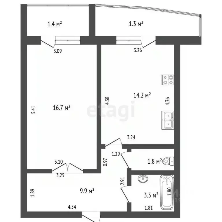 1-к кв. Мордовия, Саранск Коммунистическая ул., 17 (45.9 м) - Фото 2